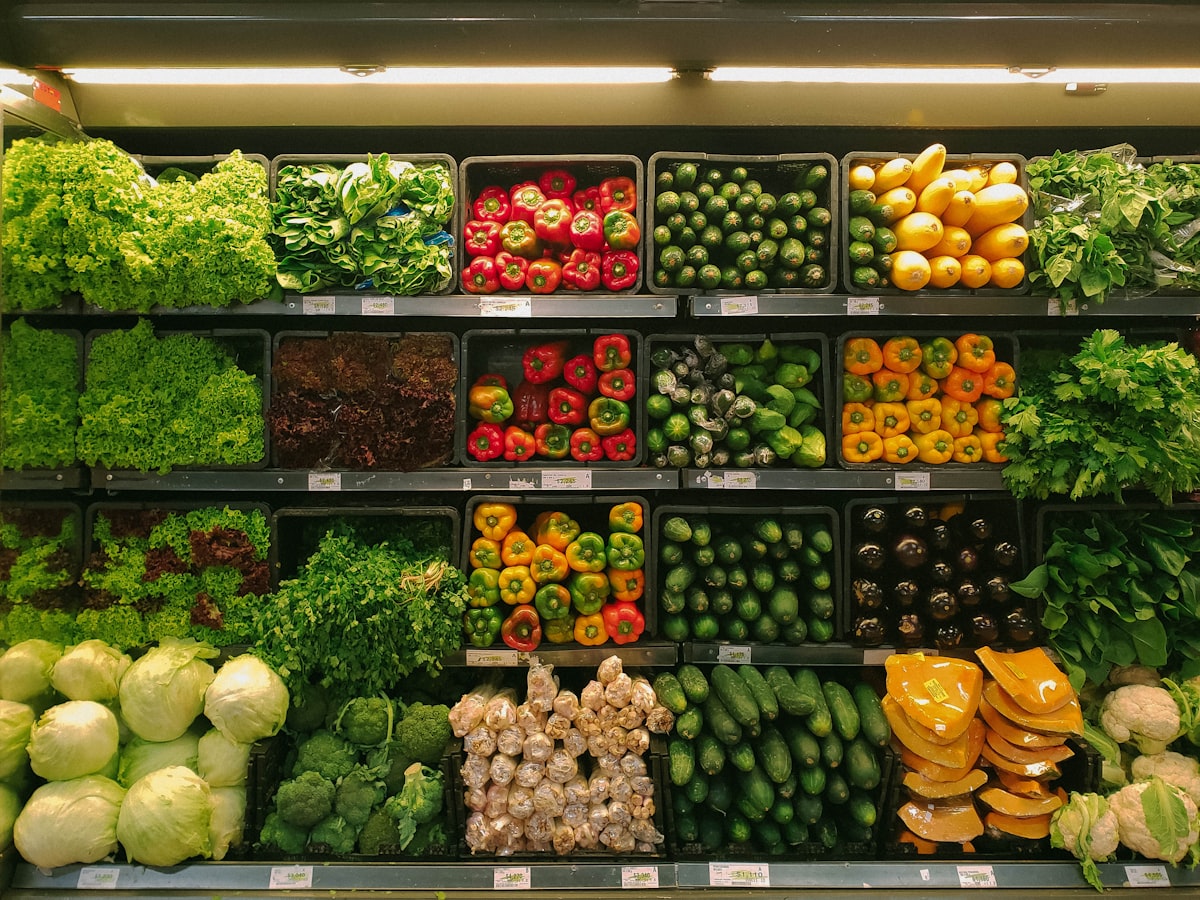 Fresh fruits and vegetables at Lidl supermarket produce section