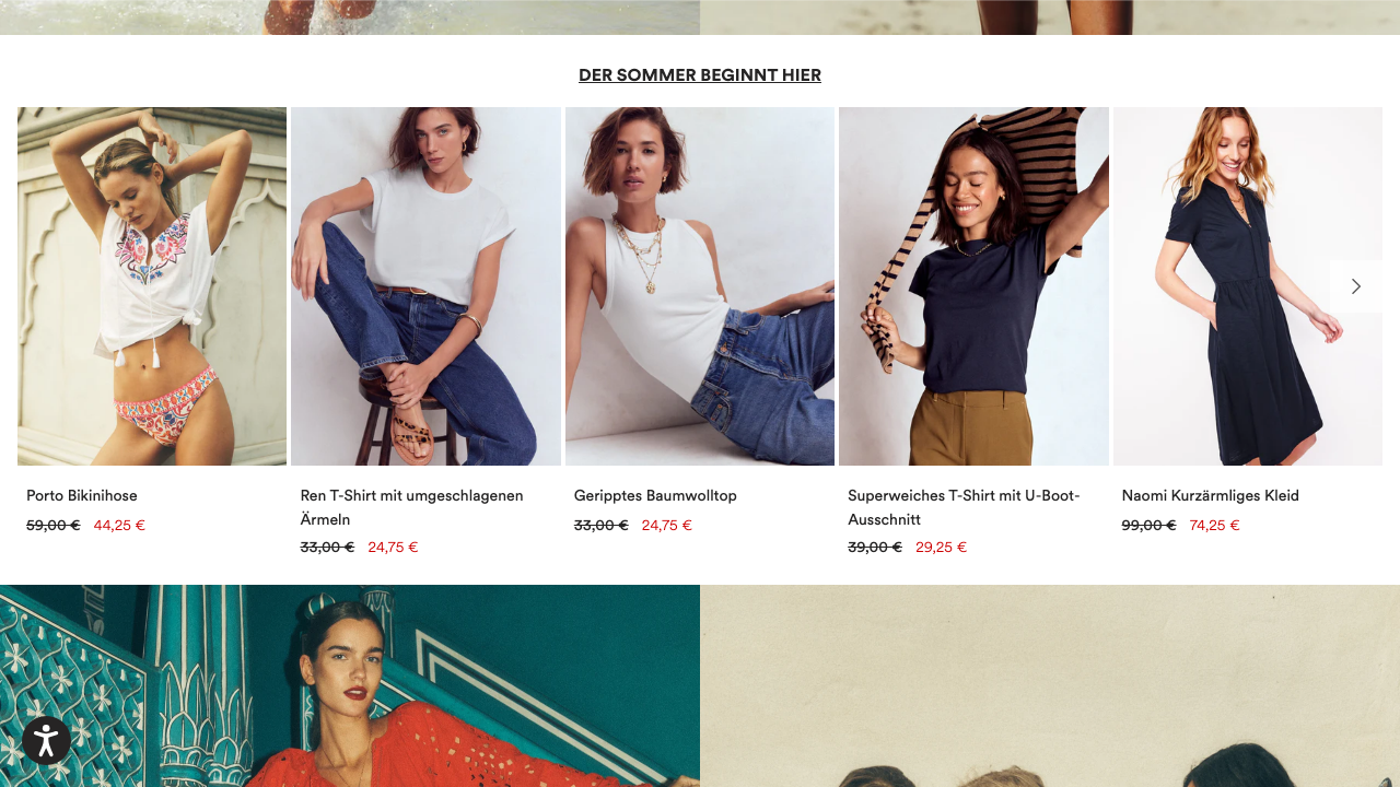 Boden DE women product grid showing dresses and tops with EUR pricing