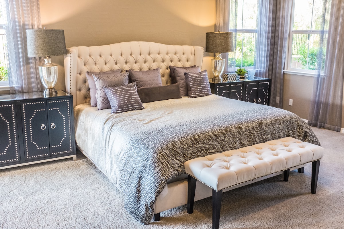 Spring bedroom with light bedding and fresh linens
