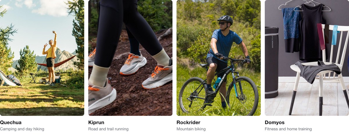 Decathlon own brands in Brazil: Quechua, Kiprun, Rockrider and Domyos