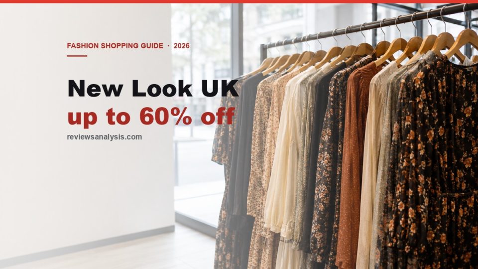 New Look UK sale guide cover: womenswear rail in a high-street shop