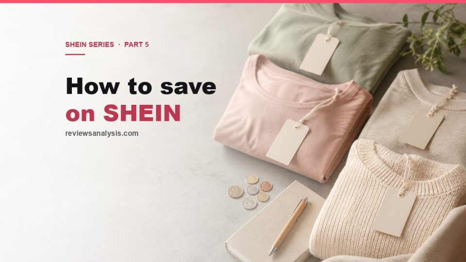 How to save on SHEIN cover: folded clothes with blank price tags and coins