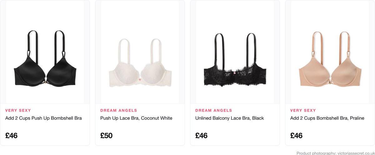 Victoria's Secret UK bra prices: Very Sexy and Dream Angels styles from £46